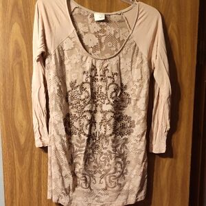 Daytrip Beige Lace Tunic Top